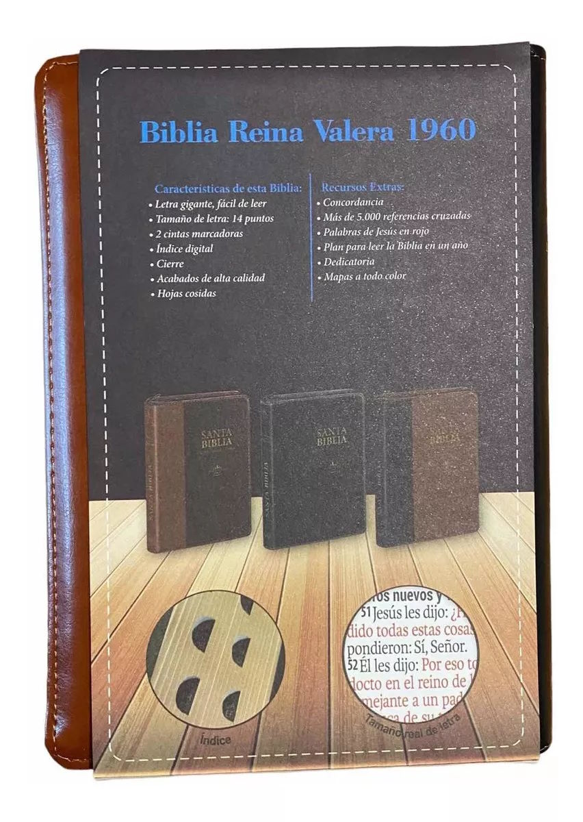 Biblia Reina Valera 1960 Letra Gigante 14 puntos cierre índice Tapa PU duotono