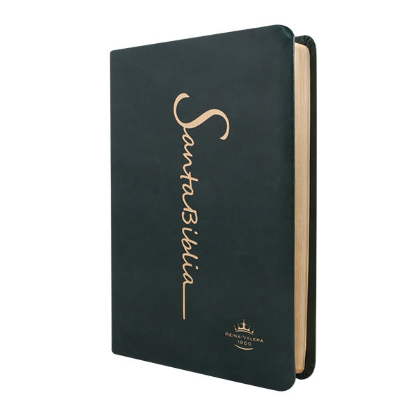 Biblia Reina Valera 1960 Mediana Letra Grande Imitación Piel Verde Oscuro