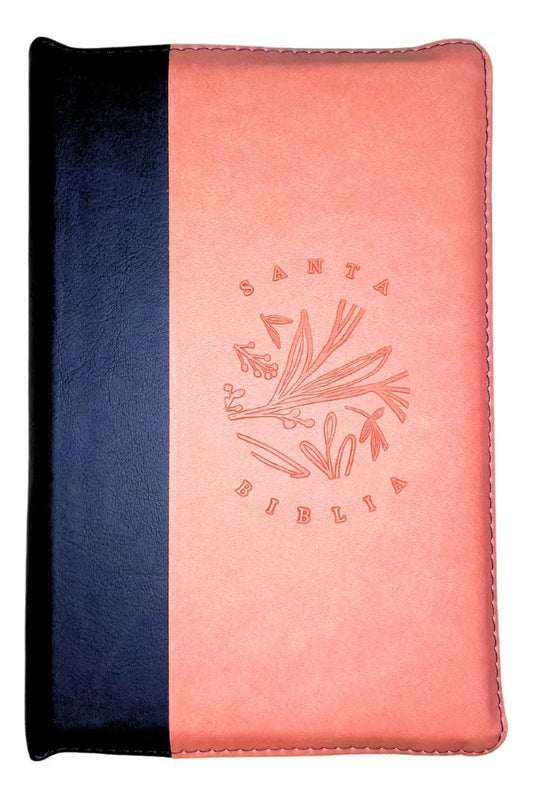 Biblia RVR60 Letra Grande 14 pts con ayudas Digitales – rosado azul con cierre