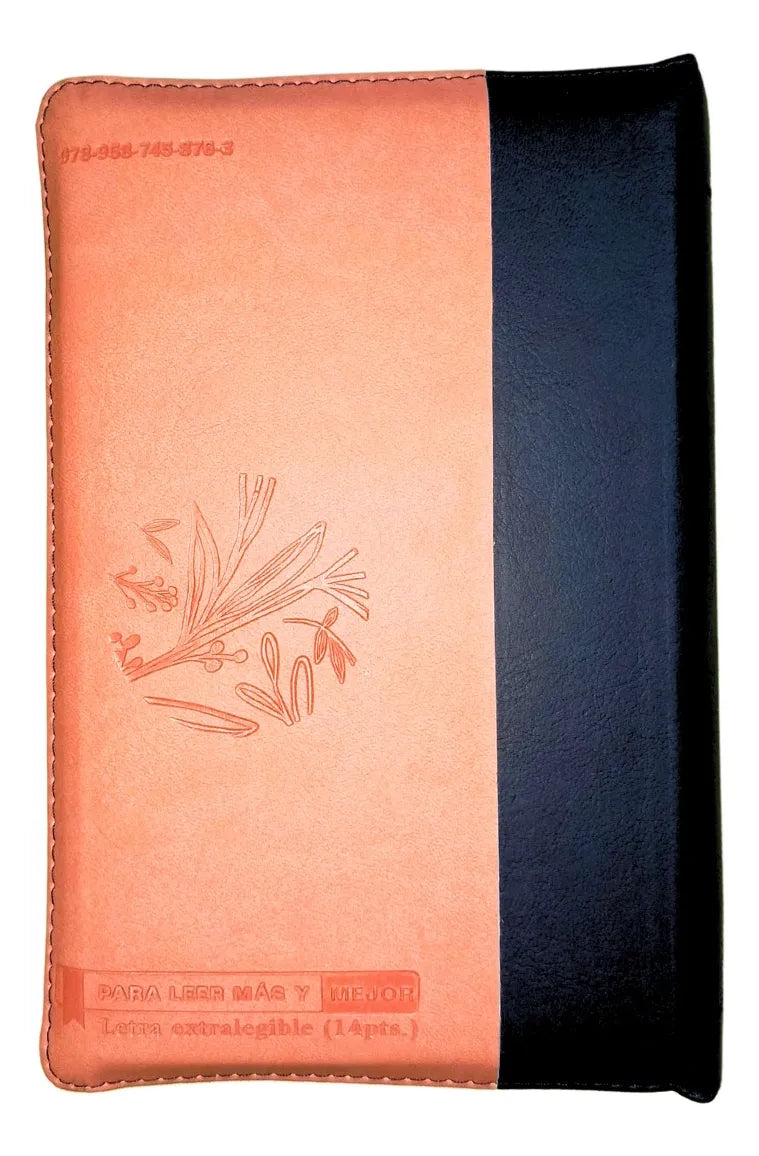 Biblia RVR60 Letra Grande 14 pts con ayudas Digitales – rosado azul con cierre