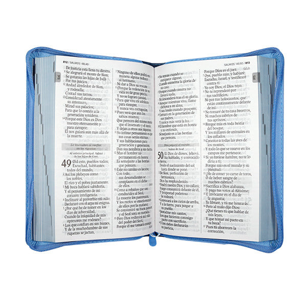 Biblia RVR60 Letra Grande 14 pts con ayudas Digitales – Azul bicolor