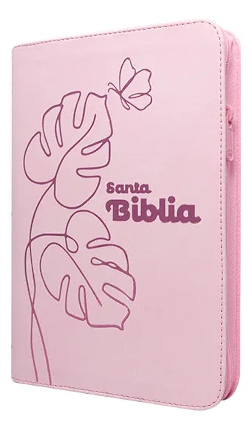 Biblia RVR60 Letra Grande 14 pts con ayudas Digitales – Rosa Pastel