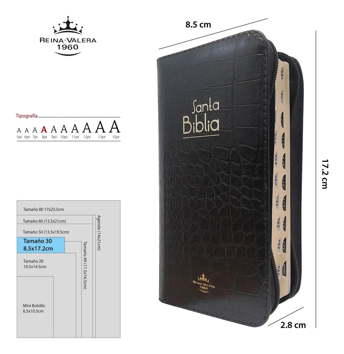 Reina Valera 60 concordancia cierre color negro tamaño agenda
