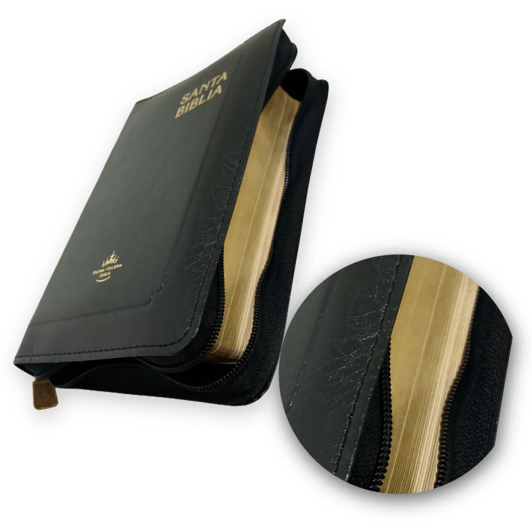Biblia Reina Valera 1960 de bolsillo con cierre color negro