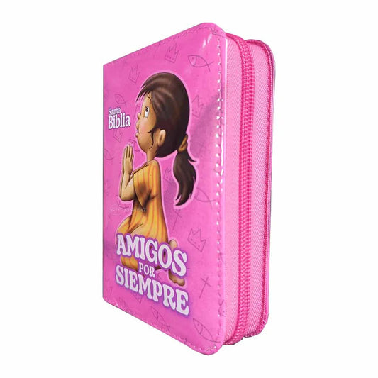 Biblia para niños Amigos por Siempre RVR 1960 Cierre Color Rosa
