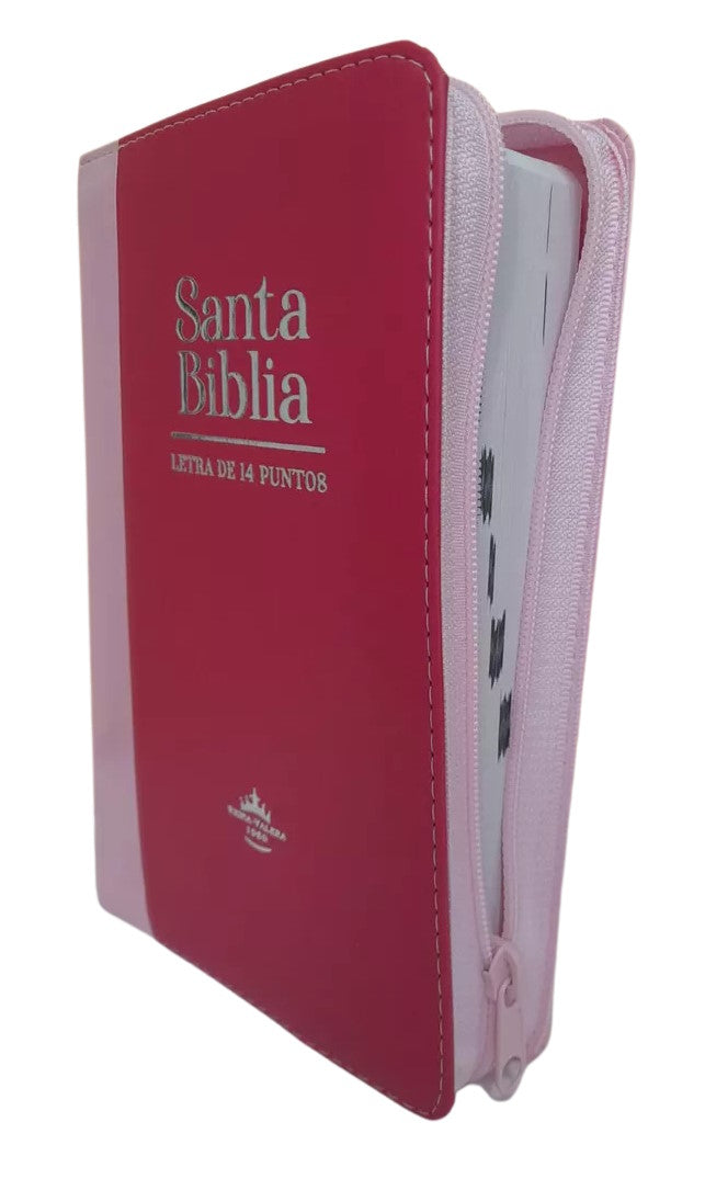 Biblia Reina Valera 1960 Letra Gigante Con Cierre Rosado bicolor