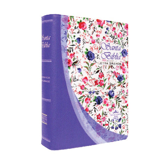 Biblia RVR 1960 compacta concordancia letra mediana lila flores