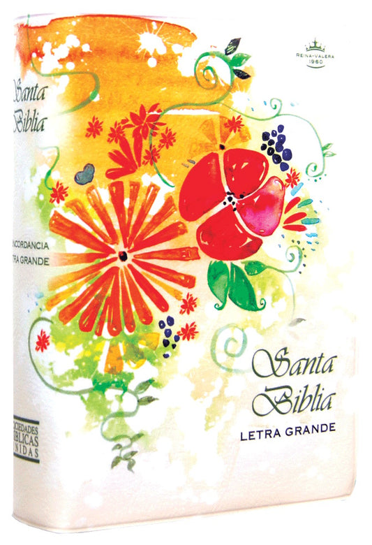 Biblia RVR 1960 compacta concordancia letra mediana crema flores