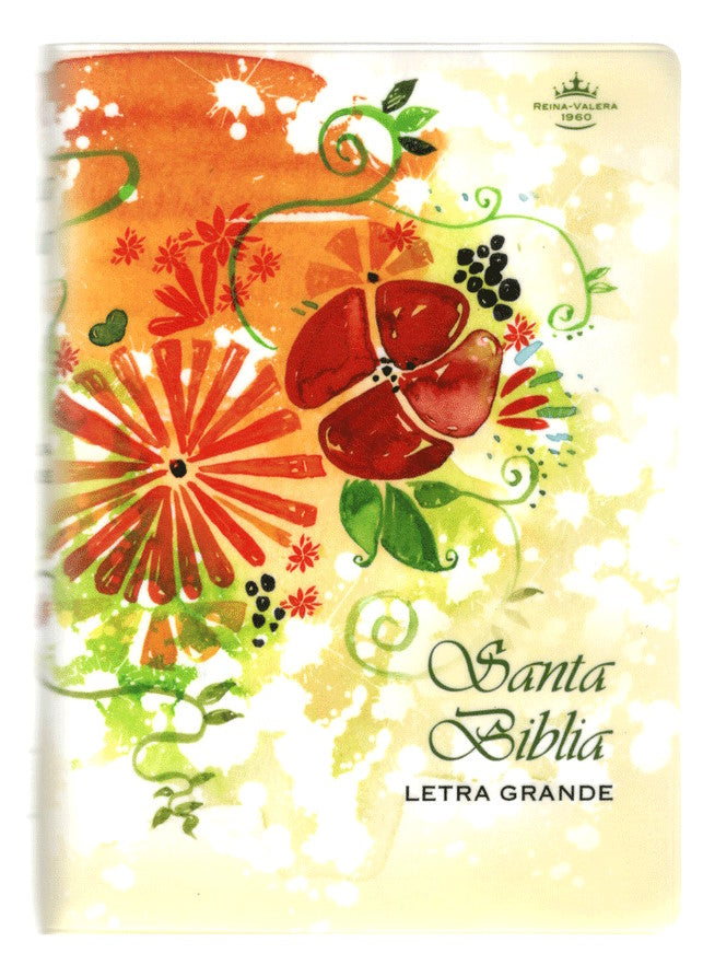 Biblia RVR 1960 compacta concordancia letra mediana crema flores