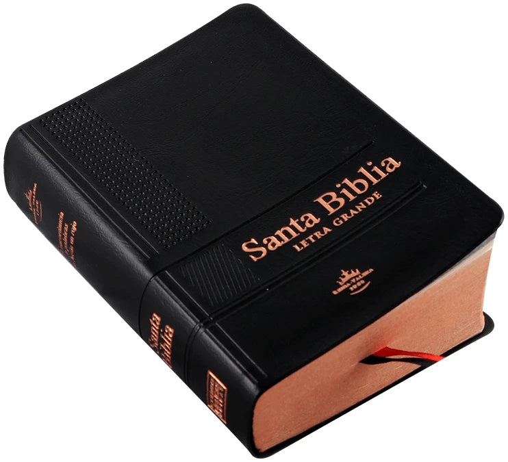 Biblia Reina Valera 1960 Tamaño Bolsillo Letra 9 puntos Vinil Negro canto color bronce