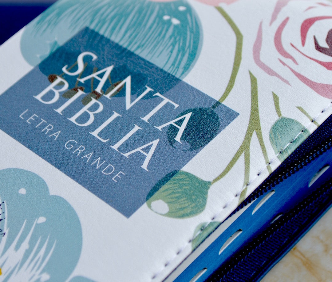 Biblia Reina Valera 1960 compacta letra grande 11 puntos canto azul índice