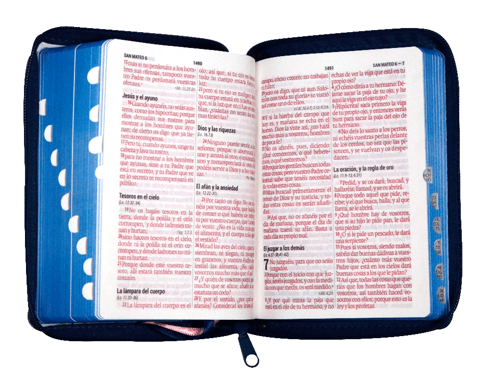 Biblia Reina Valera 1960 compacta letra grande 11 puntos canto azul índice