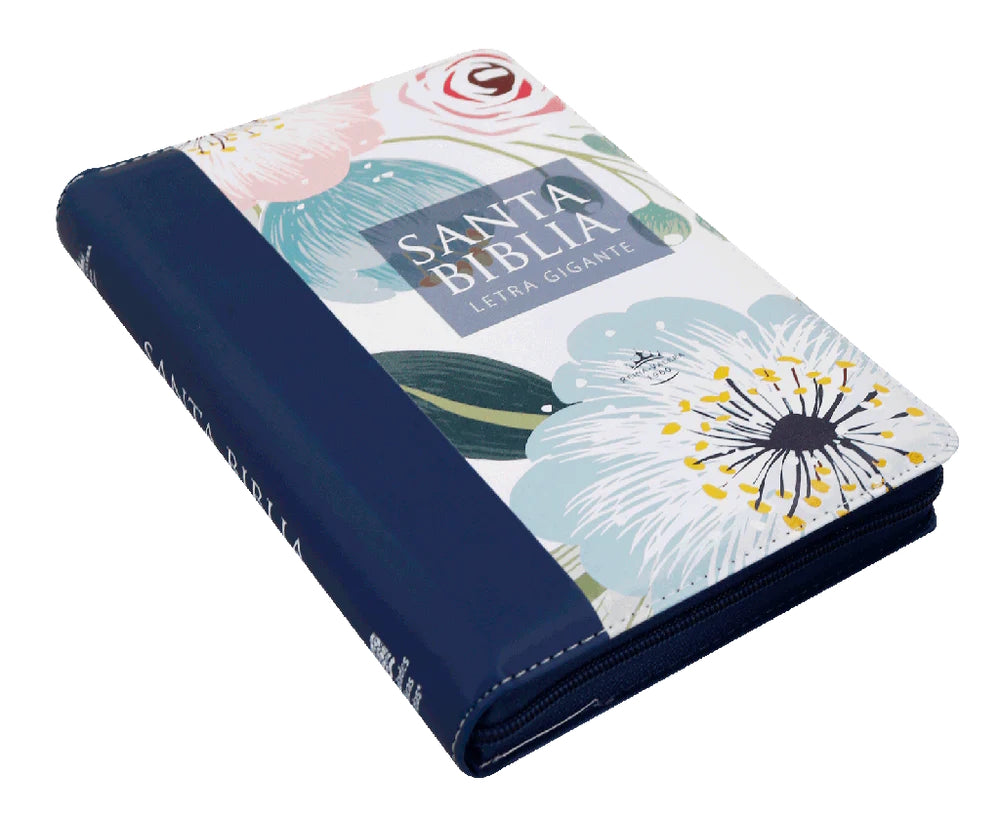 Biblia Reina Valera 1960 Letra gigante 14 puntos flores con cierre