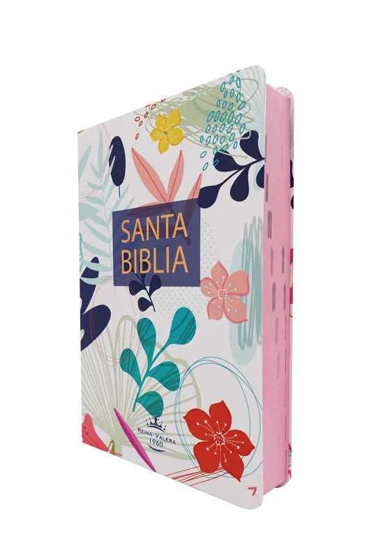 Biblia Reina Valera 1960 letra grande 12 puntos tapa semiflexible flores