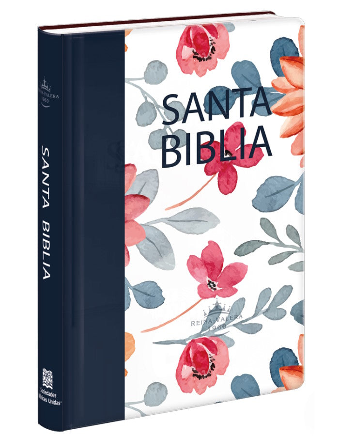 Biblia Reina Valera 1960 letra grande 12 puntos tapa semiflexible flores