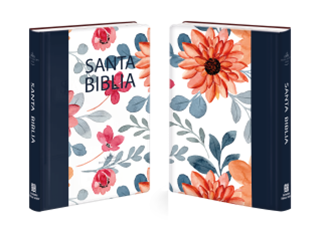 Biblia Reina Valera 1960 letra grande 12 puntos tapa semiflexible flores