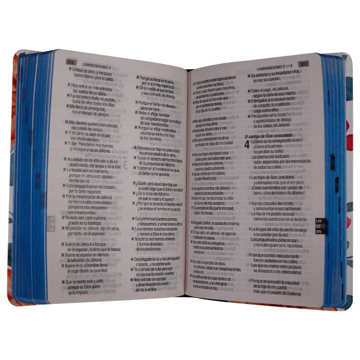 Biblia Reina Valera 1960 letra grande 12 puntos tapa semiflexible flores