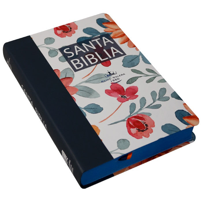 Biblia Reina Valera 1960 letra grande 12 puntos tapa semiflexible flores