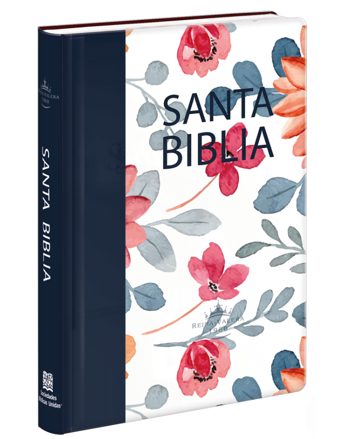 Biblia Reina Valera 1960 letra grande 12 puntos tapa semiflexible flores