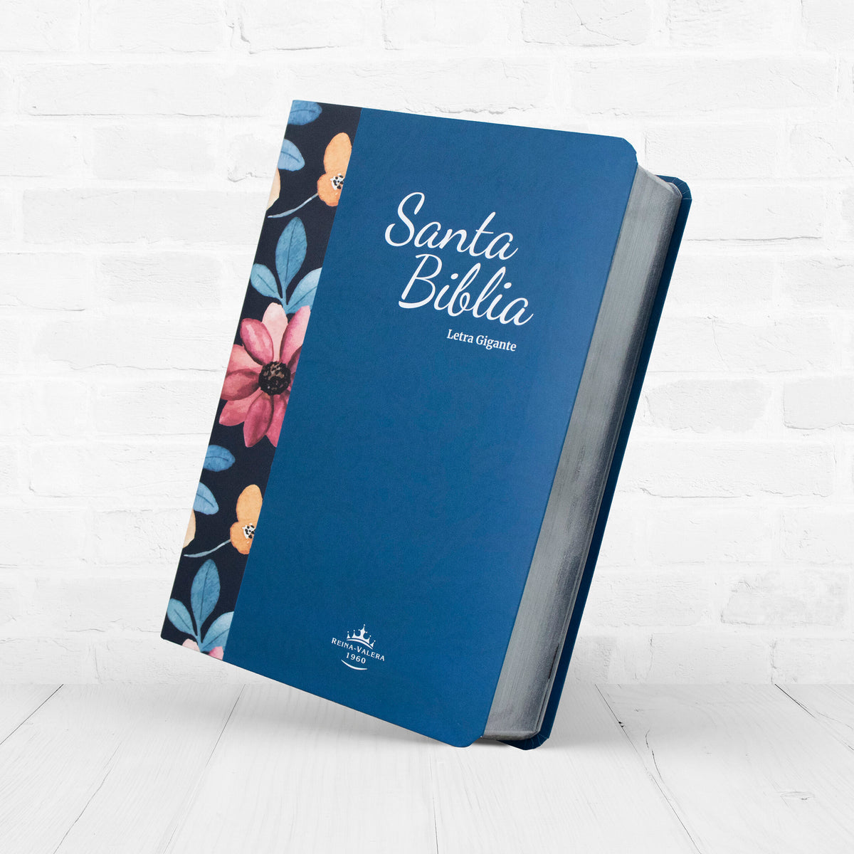 Biblia RVR1960 Letra Gigante Concordancia Semiflex Azul/flores