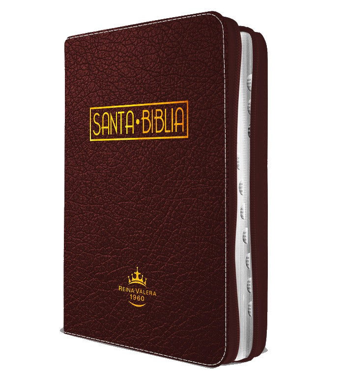 Biblia Reina Valera 1960 Mediana Letra Grande Imitación Piel Vino QR
