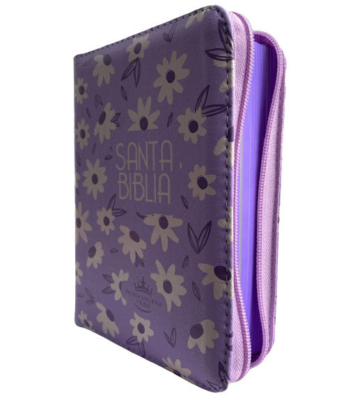 Reina Valera 1960 Compacta Cierre Lila ayudas QR