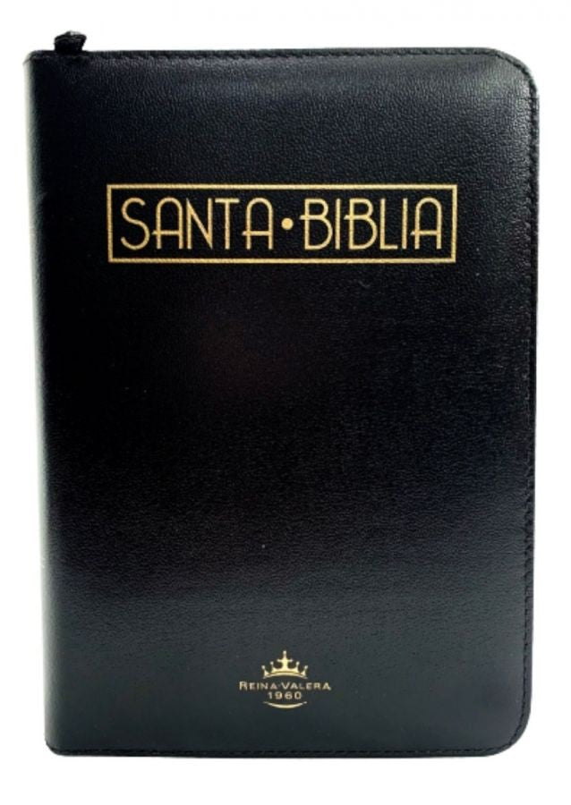 Biblia Reina Valera 1960 Mediana Letra Grande Imitación Piel Negro Código QR