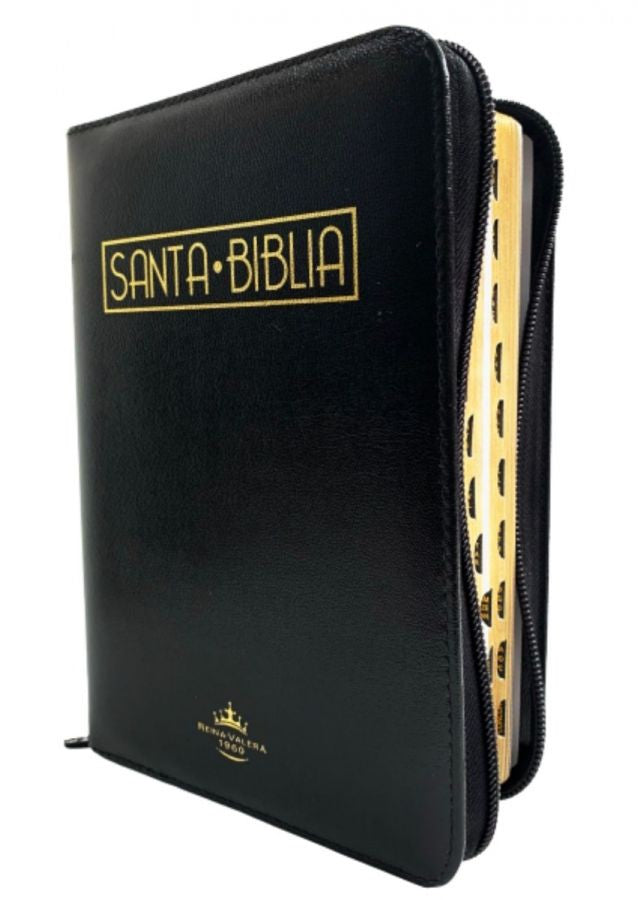 Biblia Reina Valera 1960 Mediana Letra Grande Imitación Piel Negro Código QR
