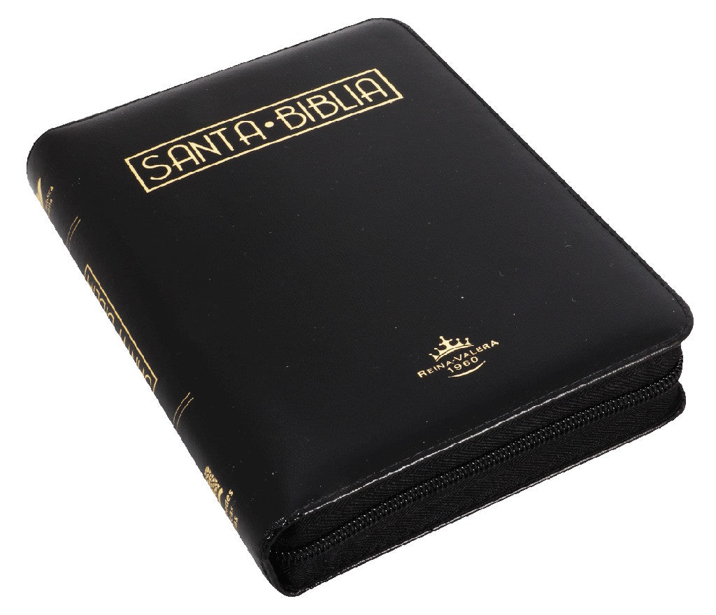 Biblia Reina Valera 1960 Mediana Letra Grande Imitación Piel Negro Código QR