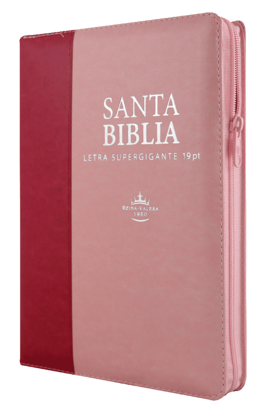 Biblia Reina Valera 1960 Grande Letra Super gigante Imitación Piel Rosa Fucsia