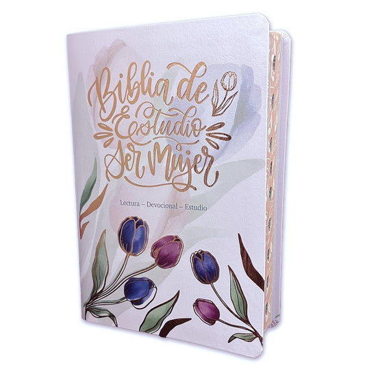 Biblia de Estudio Mujer RVR60 Letra grande índice Tulipán imitación piel