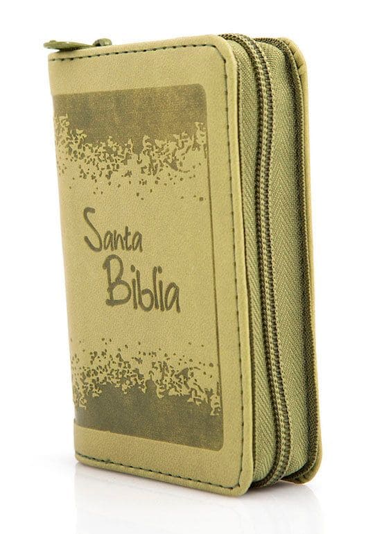 Biblia minibolsillo RVR 1960 verde con cierre