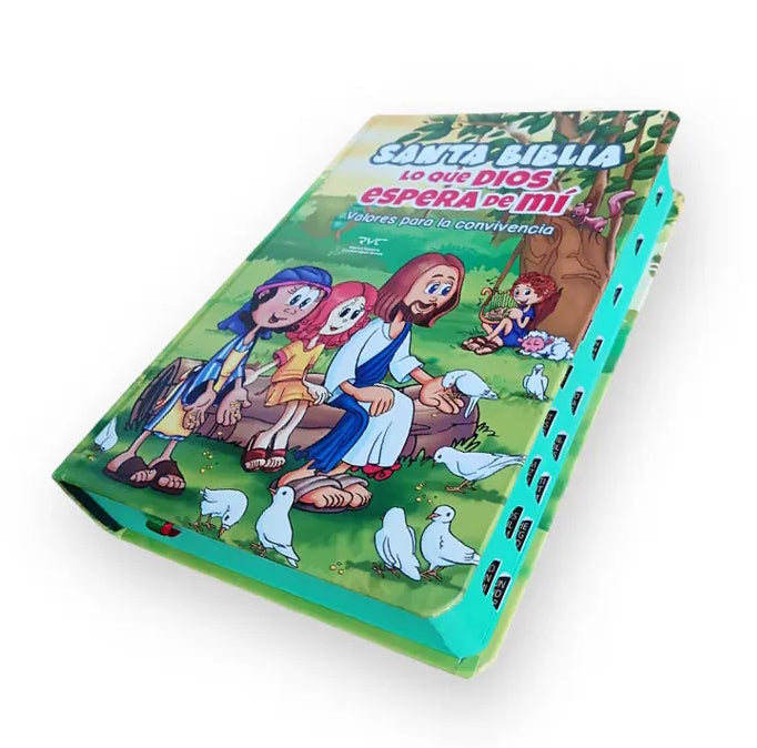 Biblia Infantil RVR 1960 Lo que Dios Espera de Mi, tapa dura, canto pintado y índice