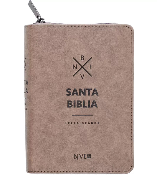 Santa Biblia NVI, Marrón, Piel Especial con Cierre, Compacta