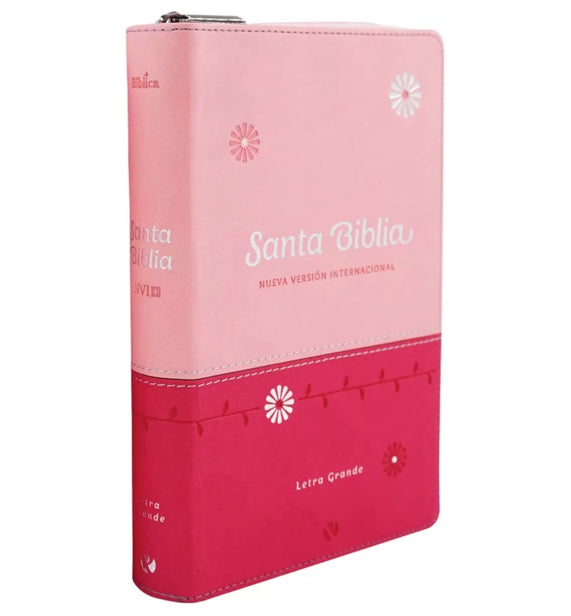 Santa Biblia NVI Letra Grande, Tamaño Manual Con Cierre – Simil piel rosa