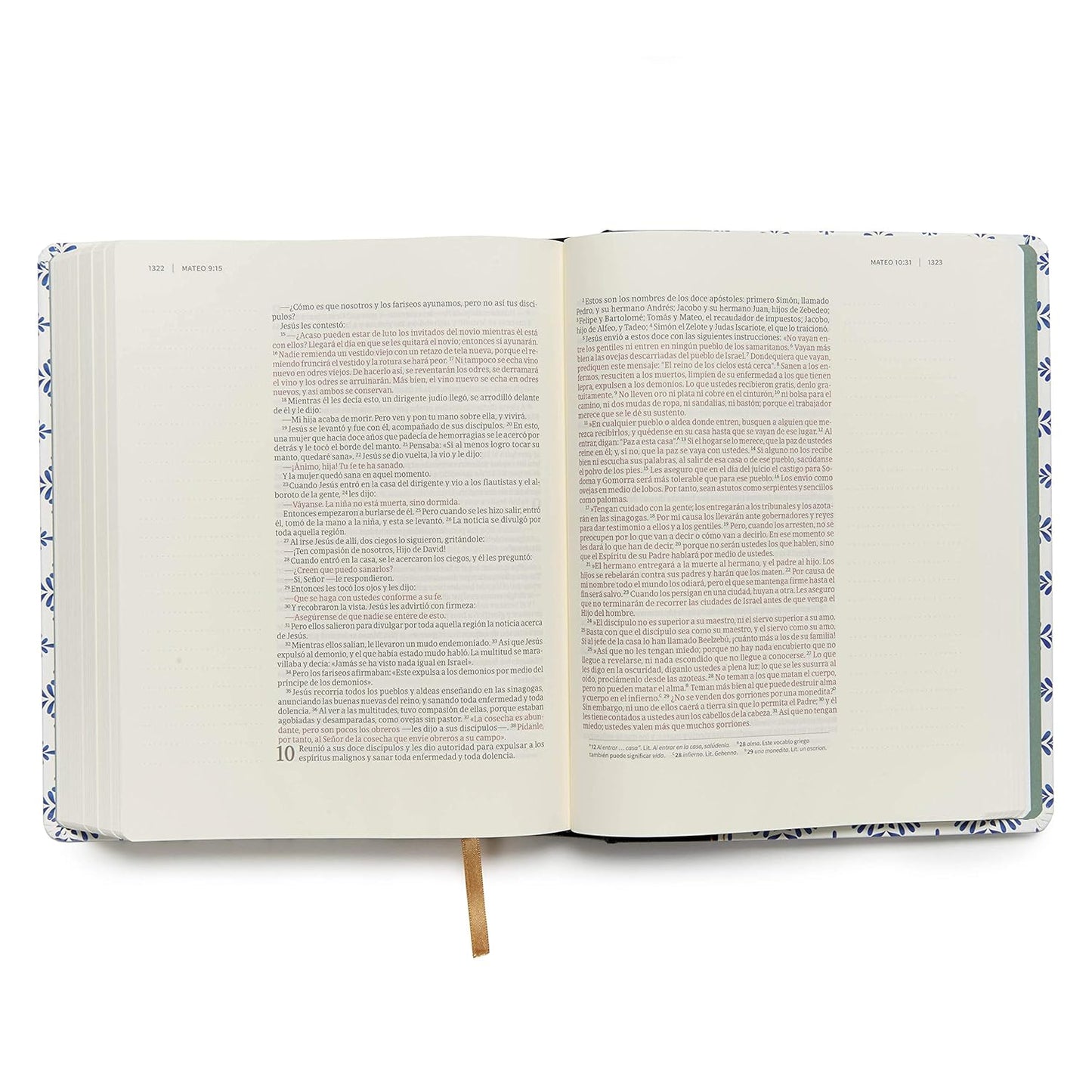 Biblia NVI de apuntes, blanco y azul símil piel