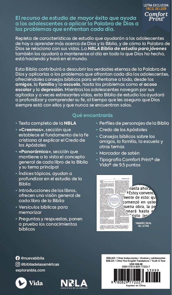 NBLA Biblia de estudio para jovenes Tapa dura