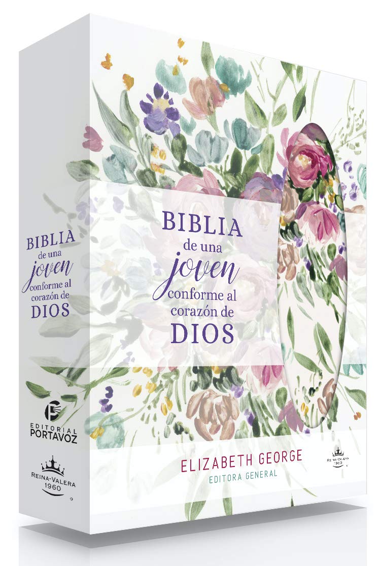 Biblia de una joven conforme al corazón de Dios RVR60 simil piel floral mujer