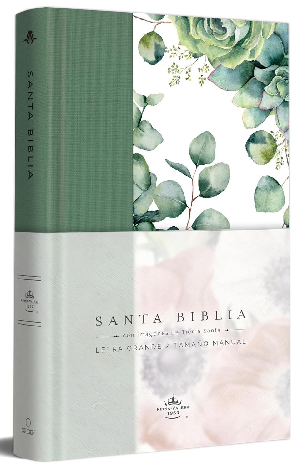 Biblia Reina Valera 1960 letra 10,5 puntos tapa dura flores - verde