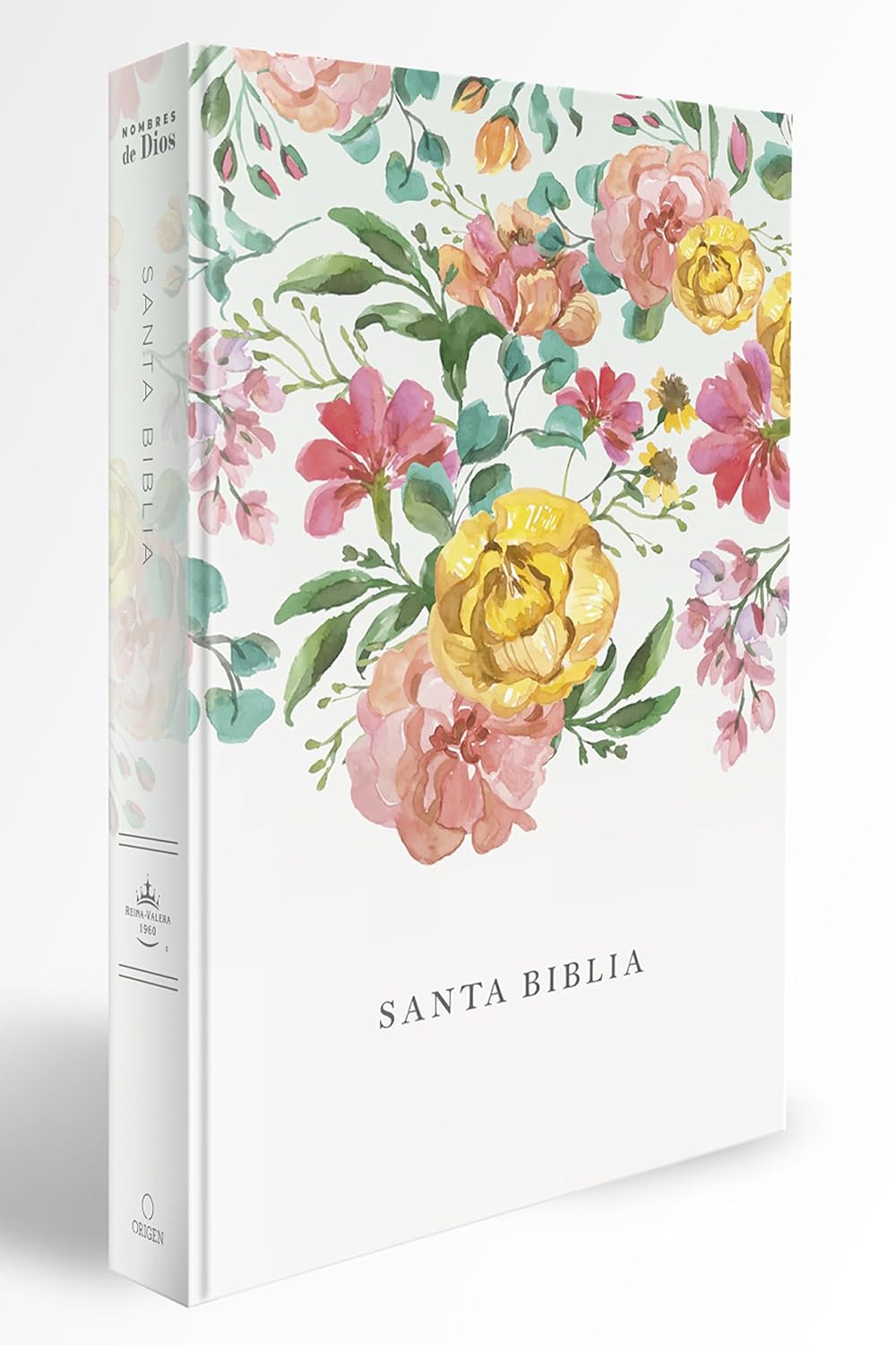 Biblia Reina Valera 1960 tamaño manual, tapa dura, flores rosadas
