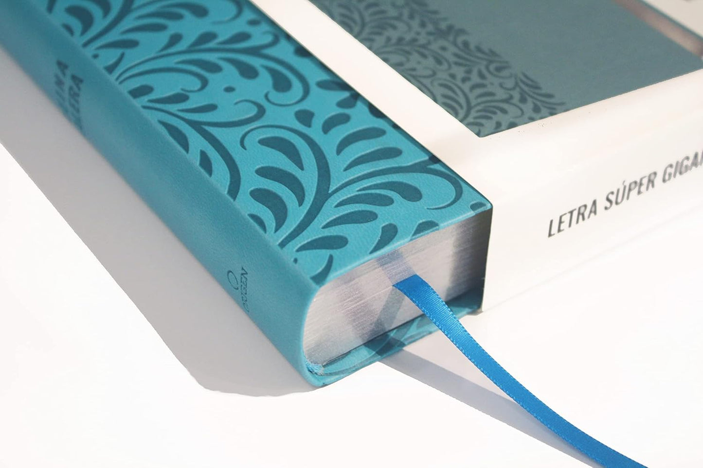 Biblia Reina Valera letra súper gigante, símil piel aguamarina