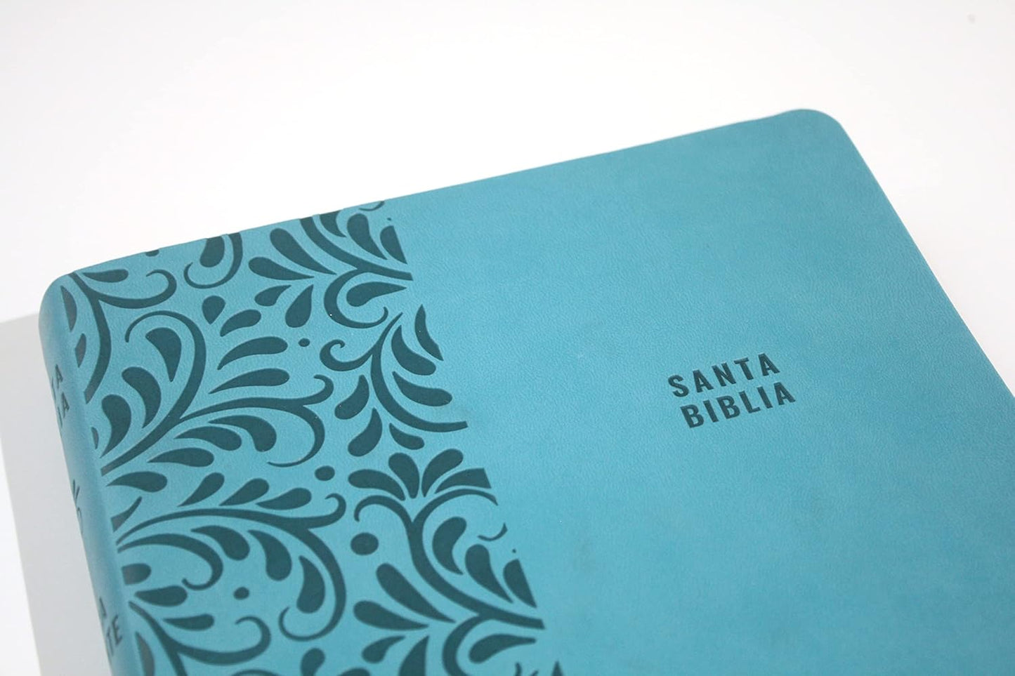 Biblia Reina Valera letra súper gigante, símil piel aguamarina