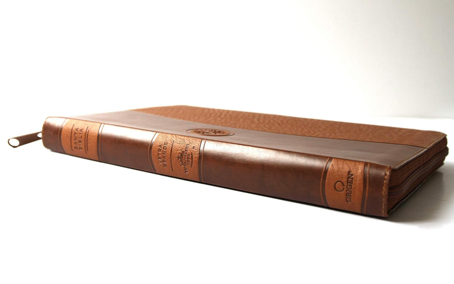 Biblia Reina Valera 1960 Tamaño grande, letra grande piel canela con cremallera