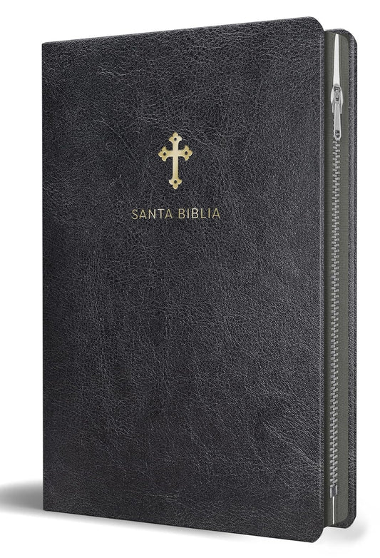 Biblia Reina Valera 1960 Tamaño grande, letra grande piel negra con cremallera