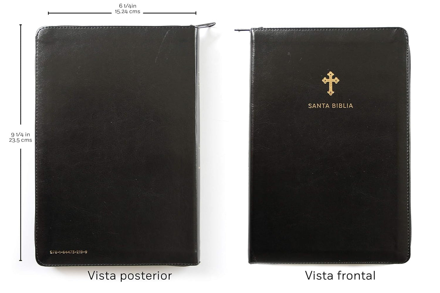 Biblia Reina Valera 1960 Tamaño grande, letra grande piel negra con cremallera