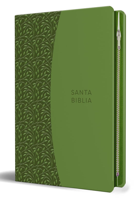Biblia Reina Valera 1960 Tamaño grande, letra grande piel verde con cierre