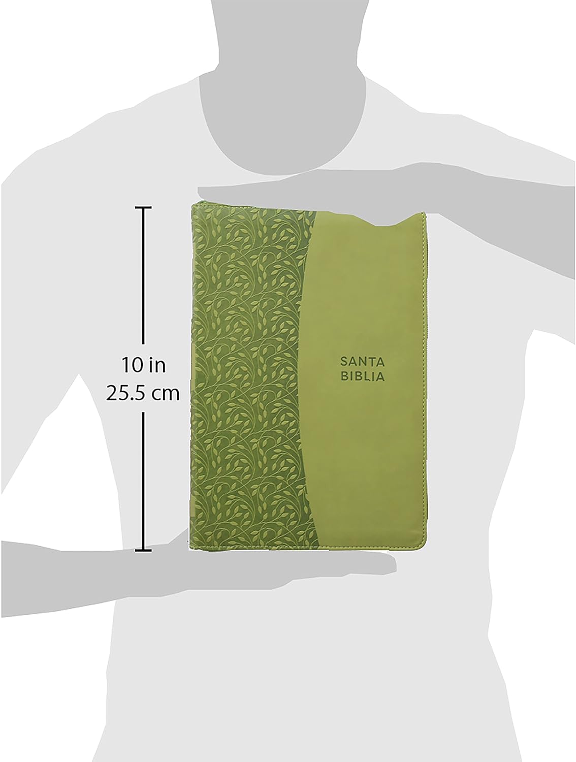 Biblia Reina Valera 1960 Tamaño grande, letra grande piel verde con cierre