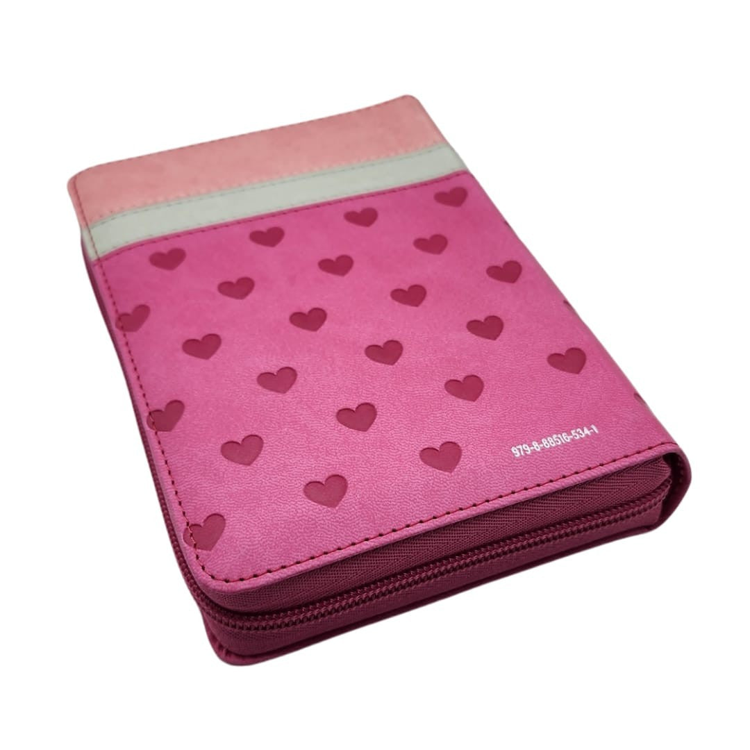 Biblia RVR60  de bolsilo cierre Fucsia con corazones