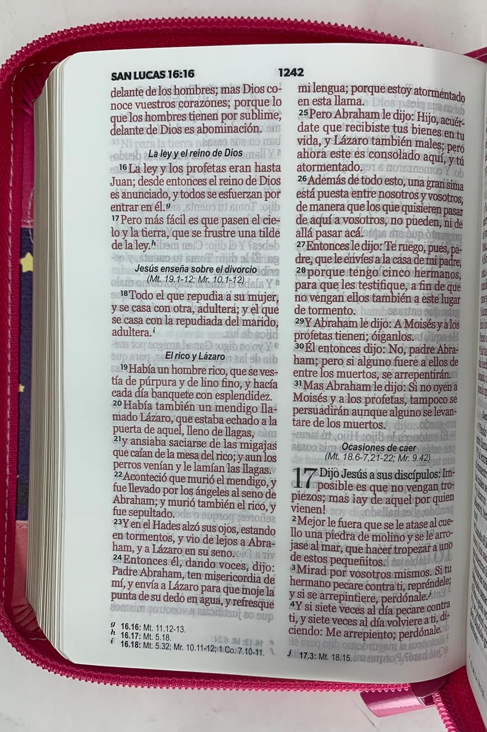 Biblia de Tamaño Bolsillo con Cierre RV1960 fucsia/rosa/turquesa para mujeres