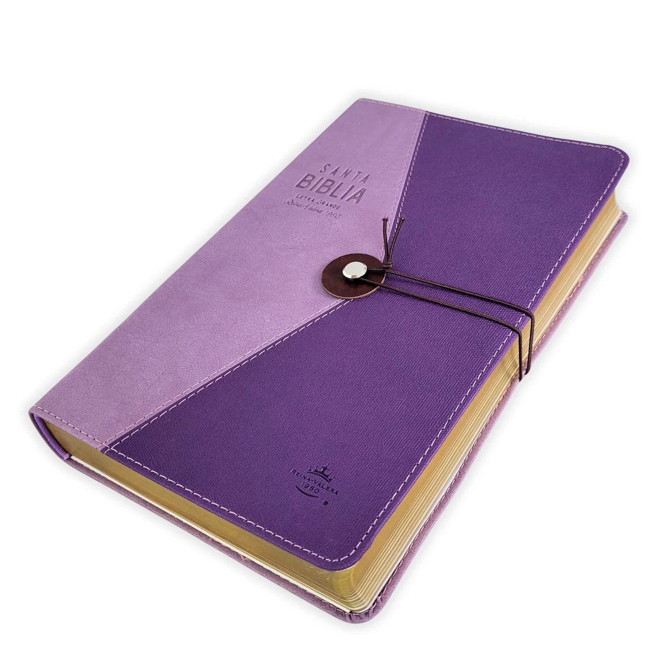 Biblia con Elástico Letra Grande 11 puntos RV1960, imitación piel lila vintage